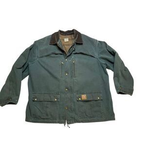 Carhartt C10HTG Green Duck Chore Coat Jacket Blanket Lined 2XL Tall Made Usa